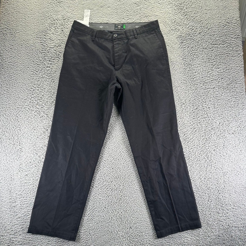 Dockers Mens Classic Fit Workwear Pants Stretch Black W34 L30 Stain Defender